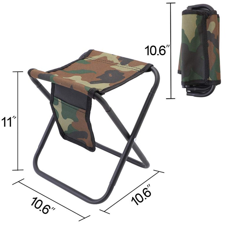 Qesonoo Mini Portable Folding Stool  Camping Fishing Stool for Adults Fishing Hiking Gardening and Beach with Carry Bag  Hold Up to 450lbs(Camouflage) - Image 3